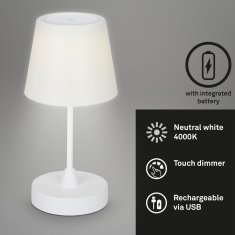 BRILONER BRILONER LED vonkajšia stolná lampa s dotykovým vypínačom, pr.30 cm, LED modul, 3 W, 340 Lm, biele IP44 BRILO 7032-416