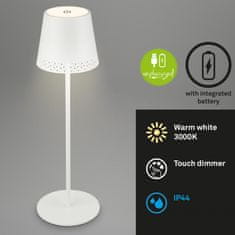 BRILONER BRILONER LED nabíjacia stolná lampa 38 cm 2,6 W 280lm biele IP44 BRILO 7438-016