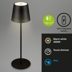 BRILONER BRILONER LED nabíjacia stolná lampa 38 cm 2,6 W 280lm čierna IP44 BRILO 7438-015