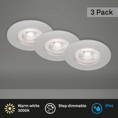 BRILONER BRILONER LED vstavané svietidlá, pr.9 cm, 3x LED, 4,9 W, 480 lm, matný chróm BRI 7036-034