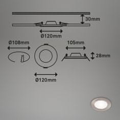 BRILONER BRILONER 3ks sada LED vstavané svietidlo, priemer. 12 cm, 7 W, matný nikel BRI 7115-432