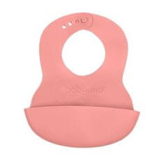 BabyOno Podbradník mäkký plastový s vreckom bez BPA pink 6m+