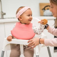 BabyOno Podbradník mäkký plastový s vreckom bez BPA pink 6m+