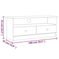 Vidaxl TV skrinka so zásuvkami ALTA biela 100x35x41cm borovicový masív