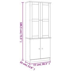 Vidaxl Sklenená vitrína ALTA 77x35x186,5 cm masívna borovica