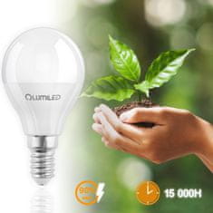 LUMILED 10x LED žiarovka E14 P45 7W = 60W 650lm 4000K Neutralná biela 180°