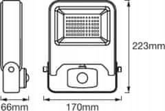 LEDVANCE LED Reflektor 30W 2700lm 4000K Neutrálna biela IP44 sivý so senzorom pohybu Floodlight Endura