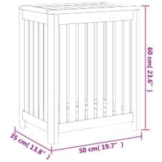 Vidaxl Kôš na bielizeň 50x35x60 cm, tíkový masív