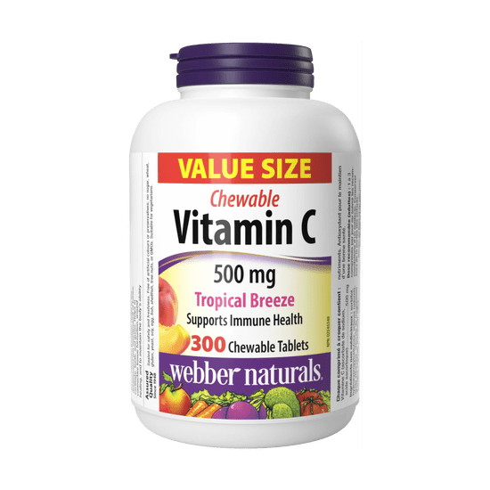 Webber Naturals Vitamín C žuvacie tablety 500mg tropický vánok
