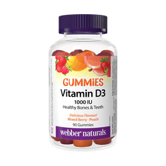 Webber Naturals Vitamín D3 Gummies 1000 IU príchuť lesného ovocia a broskyne