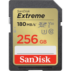 SanDisk Extreme 256 GB SDXC Memory Card 180 MB/s a 130 MB/s UHS-I, Class 10, U3, V30