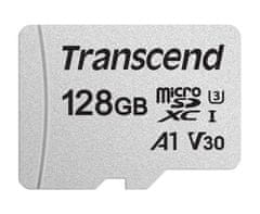 Transcend 128GB microSDXC 300S UHS-I U3 V30 A1 3D TLC (Class 10) pamäťová karta (bez adaptéra), 95MB/s R, 45MB/s W