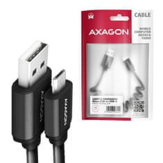 AXAGON BUMM-AM10TB, TWISTER kábel Micro USB <-> USB-A, 0.6m, USB 2.0, 2.4A, ALU, tpe, čierny