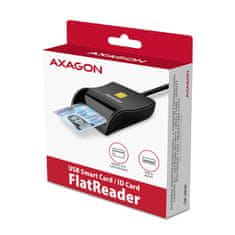 AXAGON CRE-SM3N, USB-A FlatReader čítačka kontaktných kariet Smart card (eObčanka), kábel 1.3m