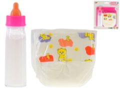 Mikro Trading Fľaštička s mliekom 13,5 cm a plienka pre bábiky