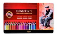 KOH-I-NOOR pastelky akvarelové umelecké MONDELUZ súprava 36 ks v plechovej krabičke