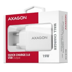 AXAGON ACU-QC19W, QC nabíjačka do siete 19W, 1x USB-A port, QC3.0/AFC/FCP/SMART, biela