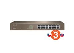 Tenda TEG1016D - 16-port Gigabit Ethernet Switch, 10/100/1000 Mbps, Fanless, Rackmount, Kov