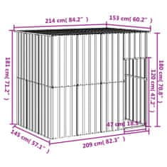 Petromila vidaXL Búda pre psa so strechou antracitová 214x153x181 cm pozin. oceľ