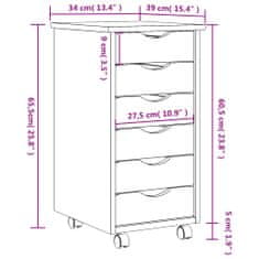 Vidaxl Skrinka so zásuvkami na kolieskach MOSS medovohnedá borovica