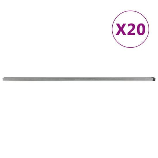 Vidaxl Záhradné plotové stĺpiky 20 ks strieborné 220 cm oceľ