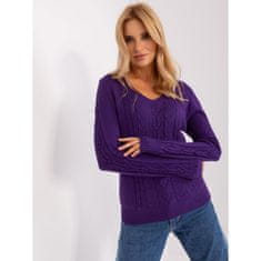 Wool Fashion Dámsky sveter s výstrihom do V COLEMAN tmavofialový AT-SW-2329.98P_401795 Univerzálne