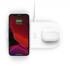 Belkin Duálna 15W Bezdrôtová plochá nabíjačka, biela