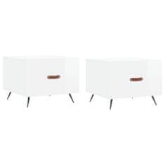 Vidaxl Konferenčné stolíky 2 ks lesklé biele 50x50x40 cm kompoz. drevo