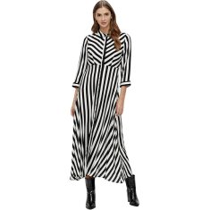 Y.A.S Dámske šaty YASSAVANNA Loose Fit 26022663 Black/W White st (Veľkosť XS)