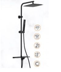 Invena Svart Basic, sprchový stĺp s dažďovou a ručnou hlavicou, čierna matná, INV-AU-85-D04-X