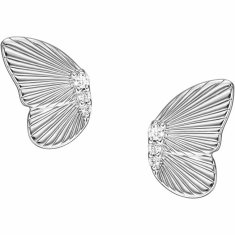 Fossil Slušivé strieborné náušnice Butterflies s kryštálmi JFS00621040