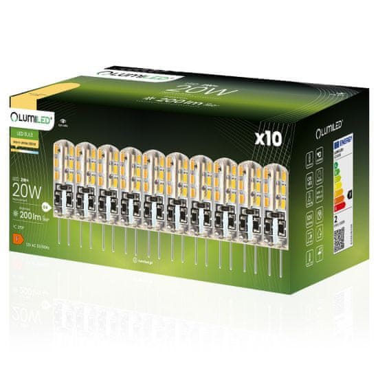 LUMILED 10x LED žiarovka G4 CAPSULE 2W = 20W 200lm 3000K Teplá biela 270°