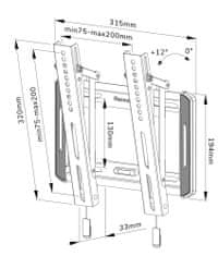 Neomounts WL35-550BL12/Držiak displeja/na stenu/24-55"/sklopný/VESA 200X200/nosn. 45kg/čierny