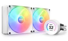 NZXT vodný chladič Kraken 280 ELITE RGB / 2x140mm RGB fan / 4-pin PWM / LCD disp. / 6 rokov / biely