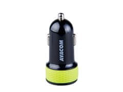 Avacom Nabíjačka do auta NACL-2XKG-31A s dvoma USB výstupmi 5V/1A - 3,1A, čierno-zelená farba