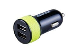 Avacom Nabíjačka do auta NACL-2XKG-31A s dvoma USB výstupmi 5V/1A - 3,1A, čierno-zelená farba