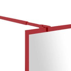 Vidaxl Sprchová zástena s priehľadným ESG sklom, červená 90x195 cm