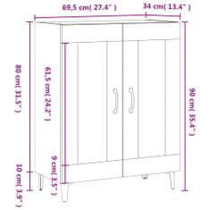 Petromila vidaXL Komoda čierna 69,5x34x90 cm kompozitné drevo