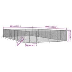 Vidaxl Vonkajší koterec pre psov strieborný 8x16x2 m pozinkovaná oceľ