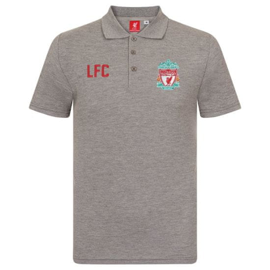 FAN SHOP SLOVAKIA Polo Tričko Liverpool FC, vyšitý znak, poly-bavlna, sivá