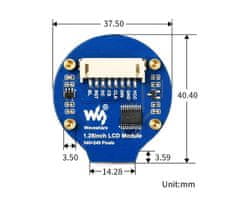 Waveshare Okrúhly displej 1,28" 240×240 RGB IPS GC9A01 SPI