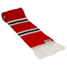 FAN SHOP SLOVAKIA Futbalový šál, červená, biele a čierne pruhy, strapce, 145x20cm