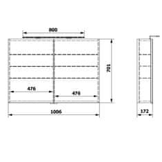 SAPHO RIWA galerka s LED osvetlením, 101x70x17cm, biela lesk RIW100-0030 - Sapho