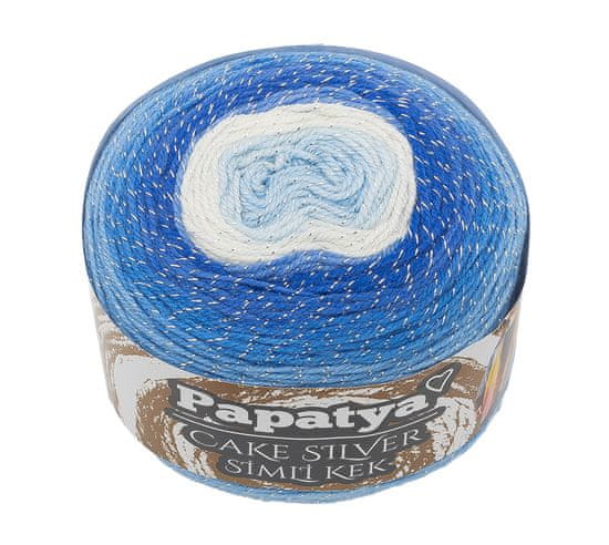 Bellatex Priadza PAPATYA CAKE SILVER - 150g / 540 m - modrá, biela