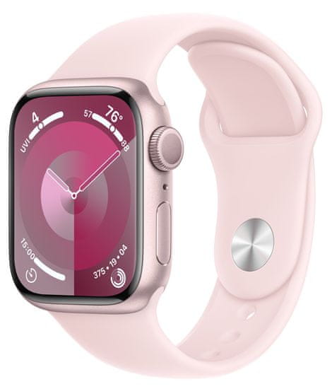 Apple Watch Series 9, 41mm, Pink, Light Pink Sport Band - S/M (MR933QC/A)