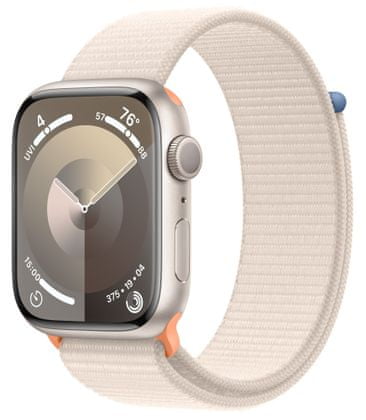 Smart hodinky Apple Watch Series 9 gps Apple Pay Retina displej vodeodolnosť WR50 pre plávanie detekcia autonehody nové funkcie fázy spánku SOS volanie krytie proti prachu akcelerometer GPS stále zapnutý EKG monitorovanie tepu srdcovej činnosti volanie notifikácie NFC platby Apple Pay hluk App Store Senzor pre snímanie okysličenia krvy meranie fyzickej kondície VO2 max ovládanie dvojitým poklepaním