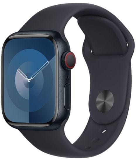 Apple Watch Series 9, Cellular, 41 mm, Midnight, Midnight Sport Band - S/M (MRHR3QC/A)