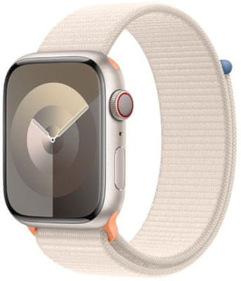 Inteligentné hodinky Apple Watch Series 9 Cellular Apple Pay Retina displej vodoodolnosť WR50 pre plávanie detekcie autonehody nové funkcie fázy spánku SOS volania krytia proti prachu akcelerometer GPS stále zapnutý EKG monitorovanie tepu srdcovej činnosti hudobný prehrávač volanie notifikácie NFC platby Apple Pay hluk App Store Senzor na snímanie okysličenia krvi meranie fyzickej kondície VO2 max ovládanie dvojitým poklepaním