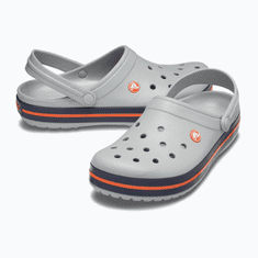 Crocs Crocband Clogs pre mužov, 45-46 EU, M11, Dreváky, Šlapky, Papuče, Light Grey/Navy, Sivá, 11016-01U