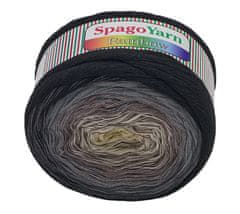 Priadza SpagoYarn Rainbow - 250g / 1000 m - smotanová, hnedá, šedá, čierna